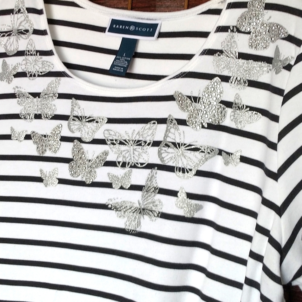 Karen Scott ladies embellished t-stirt, Sz L